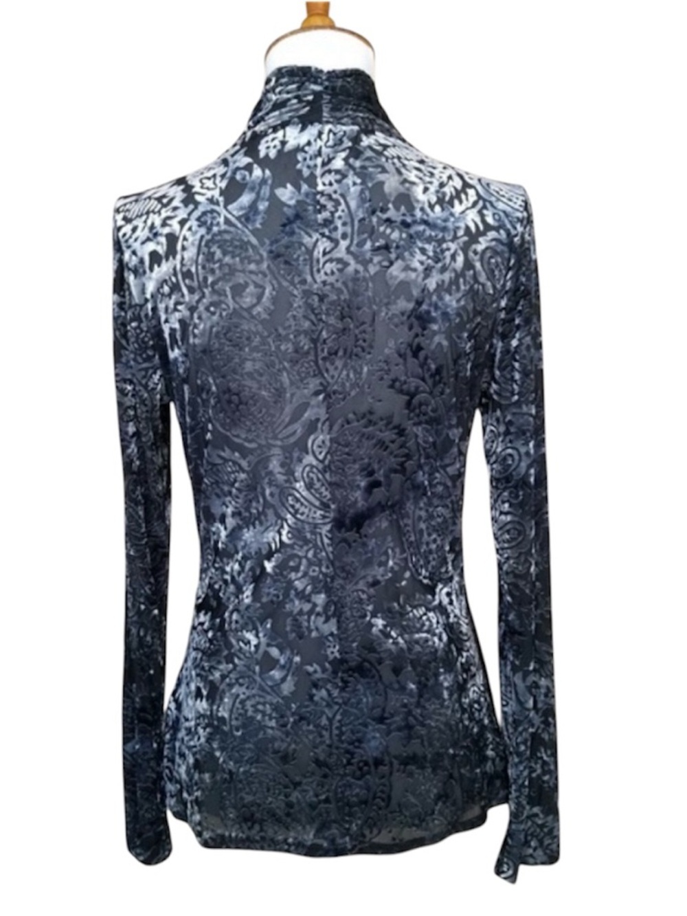 Women’s Burn Out Velvet Silver and Black Top Size XL Karen Kane - Picture 2 of 6